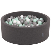 KiddyMoon Bällebad Bällepool mit bunten Bällen ∅ 7Cm für Babys Kinder Rund, Dunkelgrau, 90 x 30 cm 300 Bälle