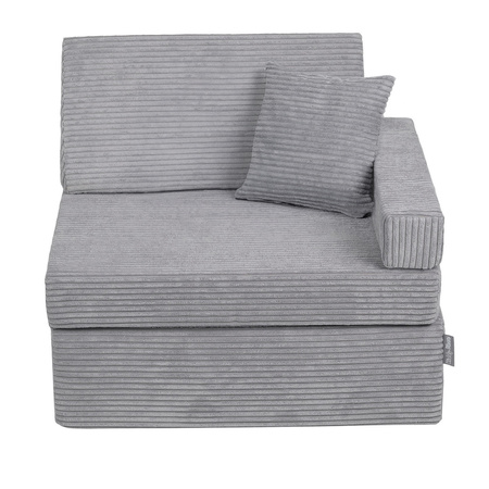 KiddyMoon Kindersessel aus Schaumstoff Sessel für Kinder Kinderzimmer Faltmatratze Relaxsessel Kuschelsessel, dunkelgrau, Kindersofa mit Kissen