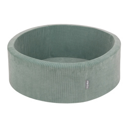 KiddyMoon Bällebad Kinder Schaumstoff Mit Bälle Für Baby ab 1 Jahr, grün: dunkeltürkis/pastellbeige/grüngrau/lachsfarben, 90x30cm/200 Bälle