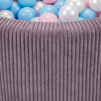 KiddyMoon Bällebad für Kinder aus Schaumstoff, weicher Rippbezug, abnehmbarer Bezug, waschbar, Violett: Babyblau/Puderrosa/Perle, 90 x 30 cm 200 Bälle