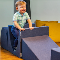 KiddyMoon Spielplatz aus Schaumstoff 4-teiliges Set Zwickel L/Hügel/Tunnel/Stüfchen, dunkelblau, Multi-Größe