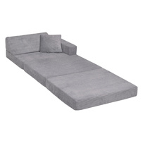 KiddyMoon Kindersessel aus Schaumstoff Sessel für Kinder Kinderzimmer Faltmatratze Relaxsessel Kuschelsessel, dunkelgrau, Kindersofa mit Kissen