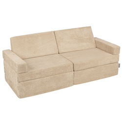 KiddyMoon Kindersofa aus Schaumstoff Spielsofa für Kinder Schlafsofa Kindersessel Sofa für Kinderzimmer Kindercouch Faltmatratze, beige, 140x55x30 cm