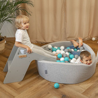 KiddyMoon Kinder Rutsche Aus Holz Stabile Kleinkinderrutsche Multifunktion Montessori, grau, Groß