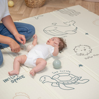 KiddyMoon Babymatte Zweiseitige Krabbelmatte Schaumstoffmatte Für Kinder Kindermatte Kindgerechte Muster Spielplatz Entwicklung Sicherer Und Bequemer Ideal Für Drinnen Und Draußen, Braun-Meer, 180x200x1,5cm