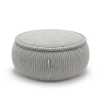 KiddyMoon Pouf für Kinder mit Cord, abnehmbarer Bezug KM-PF-DONUT, hellgrau, M