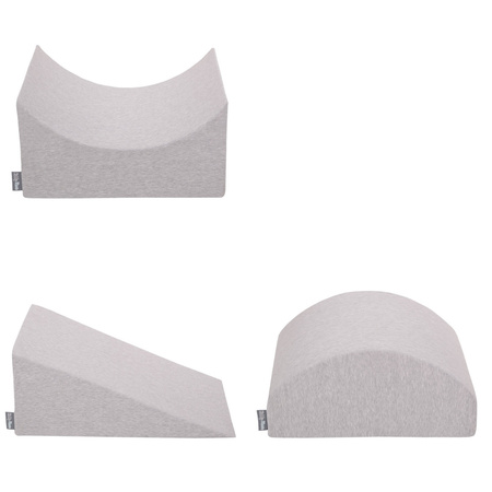 KiddyMoon Spielplatz aus Schaumstoff mit Quadrat Bällebad Bälle Hindernisläufen, hellgrau:perle/grau/transparent/puderrosa, Bällebad (300 Bälle) + Version 4