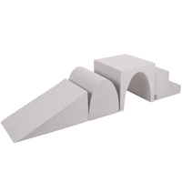 KiddyMoon Spielplatz aus Schaumstoff 4-teiliges Set Zwickel L/Hügel/Tunnel/Stüfchen, hellgrau, Multi-Größe