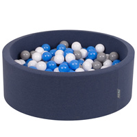 KiddyMoon Bällebad Bällepool mit bunten Bällen ∅ 7Cm  für Babys Kinder Rund, dunkelblau, 90 x 30 cm 200 Bälle