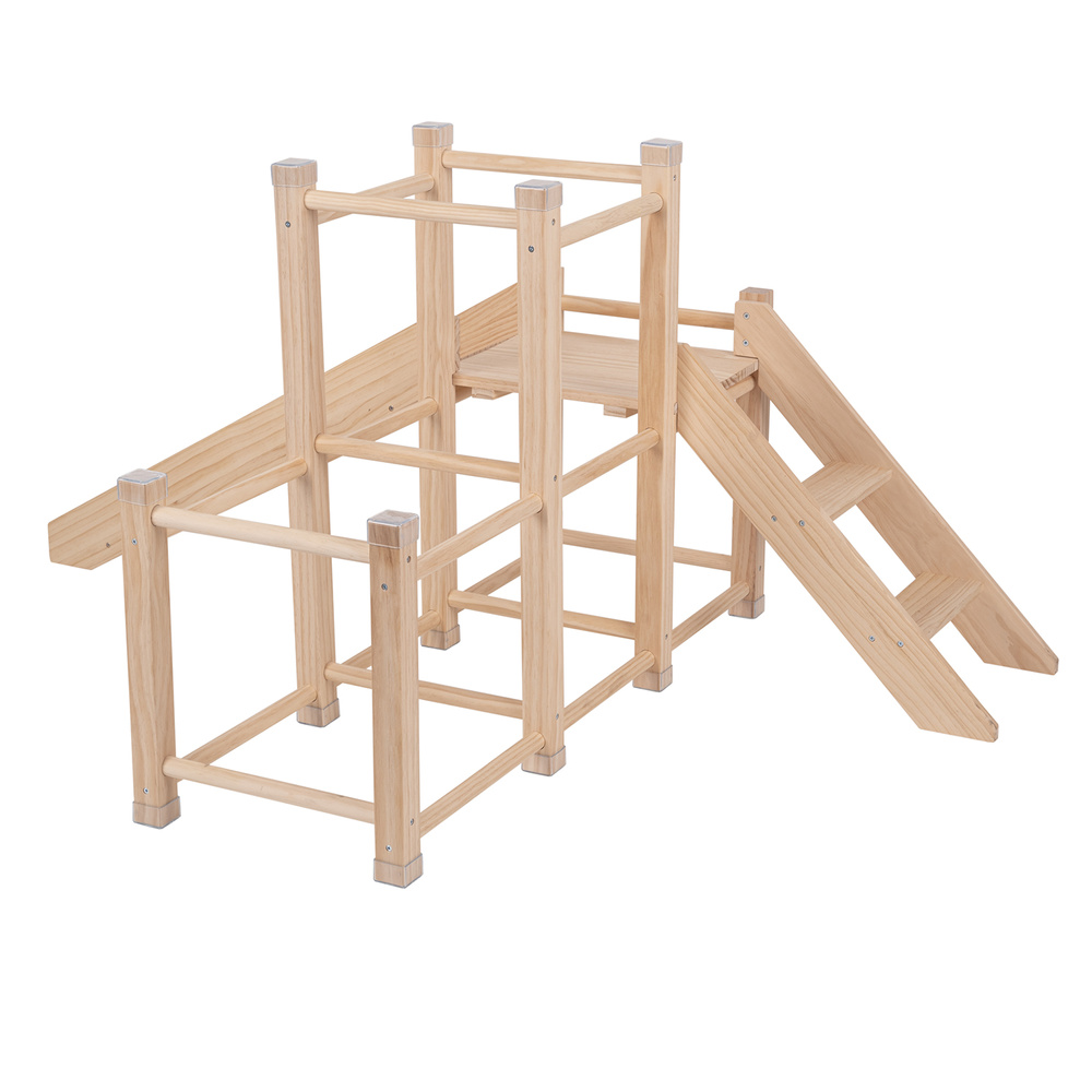 Klettergerüst Indoor Holz Spielplatz Mit Rutsche Anti-Rutsch Pads Stabile Konstruktion Klettergerüst Indoor Holz Spielplatz Mit Rutsche Anti-Rutsch Pads Stabile Konstruktion