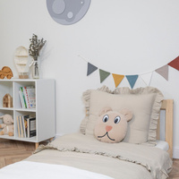 Kiddymoon Kuschelkissen Dekkokissen Velours Samt Tiere Kinderzimmer Kinderzubehör, beige, UNI