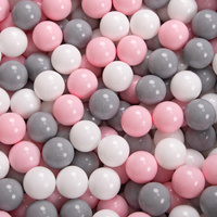 KiddyMoon Bällebad Bällepool mit bunten Bällen ∅ 7Cm für Babys Kinder Quadrat, hellgrau:weiß/grau/rosa