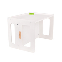 KiddyMoon Kindertisch Mit Stuhl für Kinder Runde Tresor Kanten Kinderzimmer Möbel, weiß, Kindertisches: 61x44x44 cm/Stuhles: 30x30x30 cm