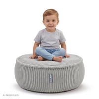 KiddyMoon Kinderpouf aus Schaumstoff mit abnehmbarem Bezug, hellgrau, L