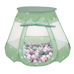 Baby Spielzelt Mit Plastikbällen Für Kinder Leicht und Kompakt ideal für Drinnen Und Draußen Fördert Sensorische Integration Schneller Aufbau, minze:weiß/grau/mint/puderrosa, 200 Stück