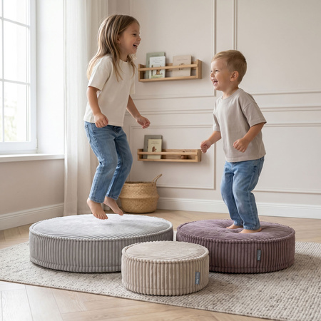KiddyMoon 3-Teilige Schaumstoff Elements für Kinder Kinderzimmer-Accessoire, beżowy-fioletowy-jasnoszary