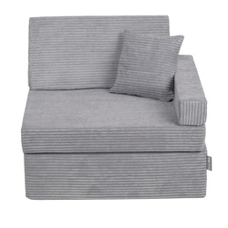 KiddyMoon Kindersessel aus Schaumstoff Sessel für Kinder Kinderzimmer Faltmatratze Relaxsessel Kuschelsessel, dunkelgrau, Kindersofa mit Kissen