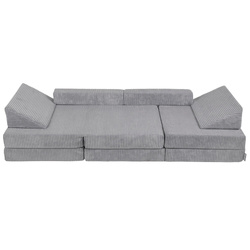 KiddyMoon Kindersofa Aufklappen aus Schaumstoff Spielsofa für Kinder Schlafsofa Kindersessel Kinder Couch Kinder Sofa für Kinderzimmer Kindercouch Faltmatratze Matratzen, dunkelgrau, 140x55x30 cm