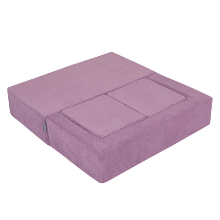 KiddyMoon Kindersofa mit Zwei Weichen Puffen Für Kinder Bequemes und Leichtes Schaumstoff-Sofa Gerippter Stoff Abnehmbarer Bezug Perfekt für Entspannung und Kreativität, violett, Sofa/Puff