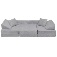 KiddyMoon Kindersofa aus Schaumstoff, Spielsofa für Kinder, Kindersessel, Sofa fürs Kinderzimmer, Kindercouch, Faltmatratze, dunkelgrau, Kindersofa mit 2 Kissen