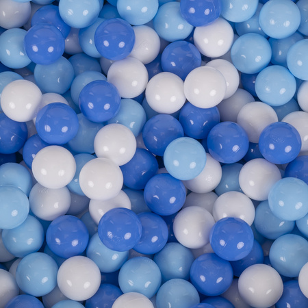 KiddyMoon Kinder Bälle für Bällebad Baby Spielbälle Plastikbälle ∅7cm Made in EU, weiß/babyblau/blau