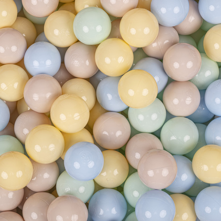 Laufstall mit Korb und Bällen Laufgitter für Kinder, grün:pastellbeige/pastellblau/pastellgelb/minze, 200 Bälle