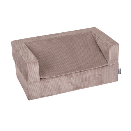 KiddyMoon Kindersofa Modular mit Weichem Zwickel und Bällen Für Kinderzimmer Bequem Vielseitig Gerippter Stoff Abnehmbarer Bezug Perfekt zum Spielen und Entspannen, dunkelbeige, Sofa/Zwickel