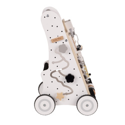 KiddyMoon Lauflernwagen aus Holz für Babys und Kleinkinder, Lauflernhilfe WK-001 Schwarz - Weiß, Standard