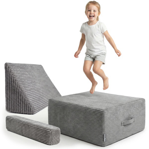 KiddyMoon Hüpfpolster für Kinder Hüpfmatratze Kindertrampolin für Zuhause Turnmatte Matratze zum Hüpfen Abnehmbarer Bezug Waschbar, Dunkelgrau, Hüpfpolster + Kopfstütze und Armlehne