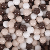 KiddyMoon Bällebad Bällepool mit bunten Bällen ∅ 7Cm für Babys Kinder Rund, Kaffee:pastellbeige/braun/weiß, 90x30cm/200 Bälle