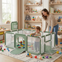 Laufstall Baby Großer Spielplatz mit Bällen Laufgitter für Kinder, grün, Ohne Bälle