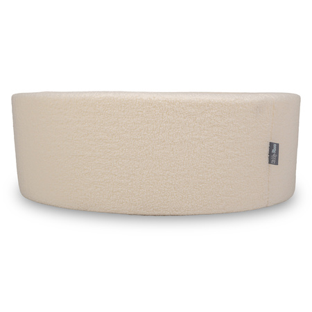 KiddyMoon Bällebad für Baby mit Teddy-Plüsch, Größere 7 cm Bälle für Eine Vollere Füllung, ab 8 Monaten, Abnehmbarer Bezug, Creme, 90 x 30 cm Ohne Bälle