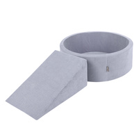 KiddyMoon Spielplatz Aus Schaumstoff Für Kinder mit Bälle Waschbare Bezug, dunkelgrau: grau/weiß/babyblau, Bällebad (200 Bälle) + Zwickel