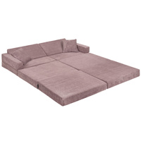 KiddyMoon Kindersofa aus Schaumstoff, Spielsofa für Kinder, Kindersessel, Sofa fürs Kinderzimmer, Kindercouch, Faltmatratze, violett, Kindersofa mit 2 Kissen