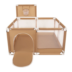 Laufstall mit Korb und Bällen Laufgitter für Kinder, beige, Keine Bälle