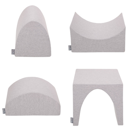 KiddyMoon Spielplatz aus Schaumstoff mit Quadrat Bällebad (300 Bälle) Ballgruben für Babys Spielbad Hindernisläufen, Hergestellt in der EU, hellgrau:gelb/grün/blau/rot/orange, Bällebad (300 Bälle) + Version 1