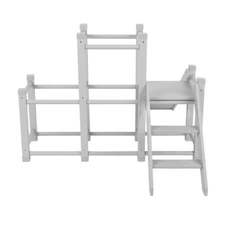 KiddyMoon Klettergerüst Indoor Holz Spielplatz Mit Rutsche Anti-Rutsch Pads Stabile Konstruktion, Grau, UNI