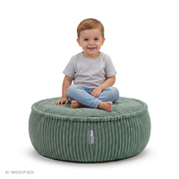 KiddyMoon Kinderpouf aus Schaumstoff mit abnehmbarem Bezug, grün, L