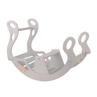 KiddyMoon Rocker Bogen Wippe aus Holz für Kinder, Kletterbogen Holz Wippe Babys Wippe, Holzbogen, Holzspielzeug Montessori Spielzeug, Modell WR-001, Grau, 90,6x39x69 cm