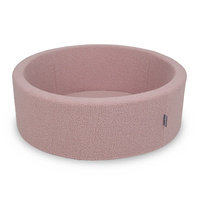KiddyMoon Bällebad für Baby mit Teddy-Plüsch, Größere 7 cm Bälle für Eine Vollere Füllung, ab 8 Monaten, Abnehmbarer Bezug, Rosa, 90 x 30 cm Ohne Bälle
