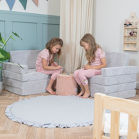KiddyMoon Kindersofa aus Schaumstoff, Spielsofa für Kinder, Kindersessel, Sofa fürs Kinderzimmer, Kindercouch, Faltmatratze, hellgrau, Kindersofa