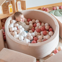 KiddyMoon Bällebad Bällepool mit bunten Bällen ∅ 7Cm für Babys Kinder Rund, Beige, 90 x 30 cm 200 Bälle