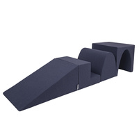 KiddyMoon Spielplatz aus Schaumstoff mit Quadrat Bällebad Bälle Hindernisläufen, dunkelblau:hellgrün/orange/türkis/blau/bblue/gelb, Bällebad (200 Bälle) + Version 3