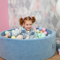 KiddyMoon Bällebad Bällepool mit bunten Bällen ∅ 7Cm  für Babys Kinder Rund, Kaffee:pastellbeige/braun/weiß, 90x30cm/200 Bälle