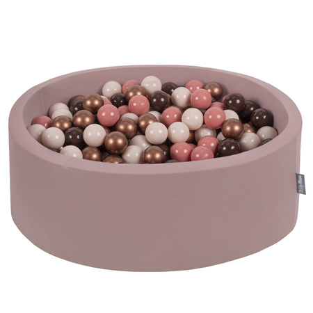 KiddyMoon Bällebad Bällepool mit bunten Bällen ∅ 7Cm  für Babys Kinder Rund, Herbst:braun/kupferrot/pastellbeige/lachsfarben, 90 x 30 cm 300 Bälle
