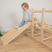 KiddyMoon Klettergerüst Indoor Holz Spielplatz Mit Rutsche Anti-Rutsch Pads Stabile Konstruktion, , UNI