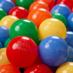 KiddyMoon Kinder Bälle für Bällebad Baby Plastikbälle Spielbälle ∅6cm Made in EU, gelb/grün/blau/rot/orange, 100 Bälle/6cm