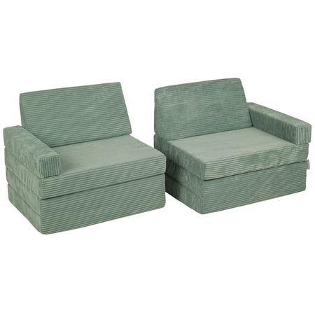 KiddyMoon Kindersofa aus Schaumstoff, Spielsofa für Kinder, Kindersessel, Sofa fürs Kinderzimmer, Kindercouch, Faltmatratze, grün, Kindersofa