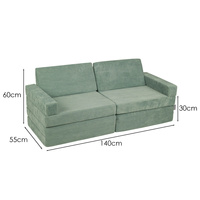 KiddyMoon Kindersofa aus Schaumstoff, Spielsofa für Kinder, Kindersessel, Sofa fürs Kinderzimmer, Kindercouch, Faltmatratze, grün, Kindersofa