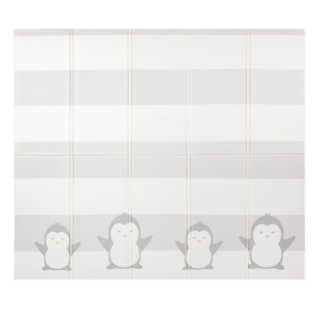KiddyMoon Babymatte Zweiseitige Krabbelmatte Schaumstoffmatte Für Kinder Kindermatte Kindgerechte Muster Spielplatz Entwicklung Sicherer Und Bequemer Ideal Für Drinnen Und Draußen, Weiß-Pinguin, 180x200x1cm